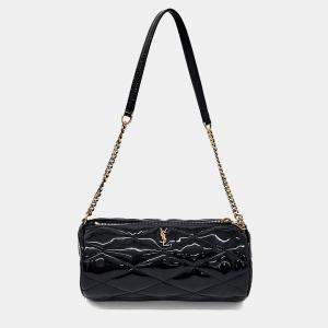 Pre Owned حقيبة سان لوران باريس ميني تيوب جلد براءات اختراع أسود