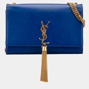 مملوكة مسبقًا Saint Laurent Paris Blue Medium Smooth Calfskin Monogram Kate Tassel Crossbody