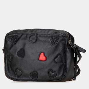 Pre Owned Saint Laurent Paris Black Leather Heart Lou Camera Bag
