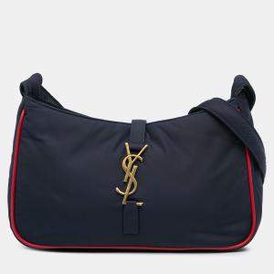 Pre Owned Saint Laurent Paris Blue Nylon Le 5 a 7 Shoulder Bag