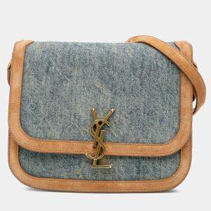 مملوكة مسبقًا حقيبة سان لوران باريس دينيم أزرق وسط سولفيرينو كروس بودي