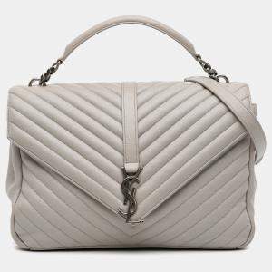 مملوكة مسبقًا Saint Laurent Paris Large Chevron Sheepskin Monogram College Satchel