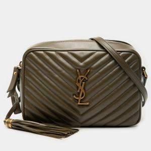مملوكة مسبقًا Saint Laurent Paris Brown Matelasse Leather Monogram Lou Camera Bag