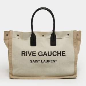 مملوكة مسبقًا Saint Laurent Rive Gauche Shopper Tricolor Canvas and Leather Tote