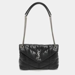 Pre Owned Saint Laurent Puffer Small Black Quilted Leather Chain Shoulder Bag