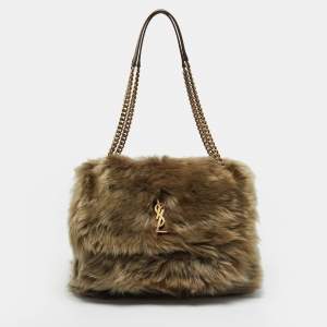Pre Owned حقيبة كتف سان لوران نيكي كبيرة فرو بيج