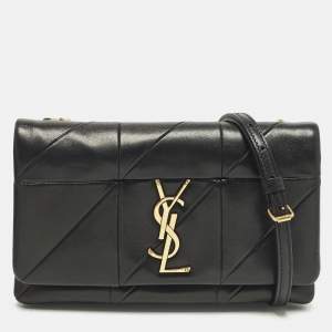 مملوكة مسبقًا محفظة سان لوران جايمي جلد مبطن أسود بسلسلة