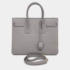 Pre Owned Saint Laurent Paris Grey Leather Sac de Jour Small