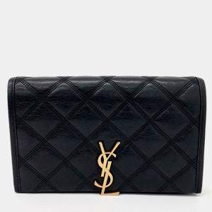 Pre Owned Saint Laurent Paris Black Leather Becky Chain Shoulder Bag