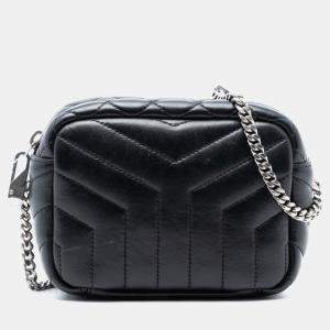 Pre Owned Saint Laurent Paris Black Small Calfskin Loulou Bowling Bag