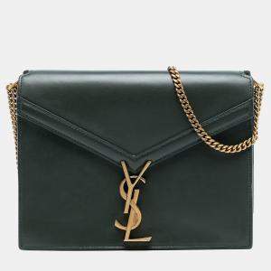 مملوكة مسبقًا Saint Laurent Paris Green Smooth Calfskin Monogram Cassandra Clasp Bag