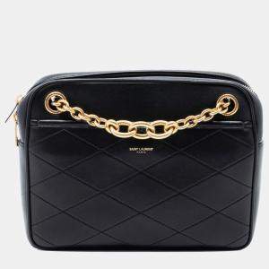 مملوكة مسبقًا Saint Laurent Paris Black Quilted Lambskin Le Maillon Chain Shoulder Bag