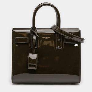 Pre Owned حقيبة سان لوران باريس ساك دي جور لامعة نانو خضراء