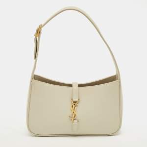 Pre Owned Saint Laurent LE 5 À 7 Ivory Leather Shoulder Bag