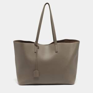 Pre Owned Saint Laurent East West Shopping Beige Leather Tote