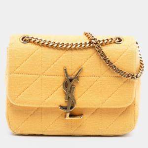 Pre Owned Saint Laurent Paris Yellow Mini Jersey Wool Patchwork Jamie Crossbody