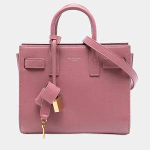 Pre Owned Saint Laurent Paris Pink Nano Leather Sac De Jour Satchel