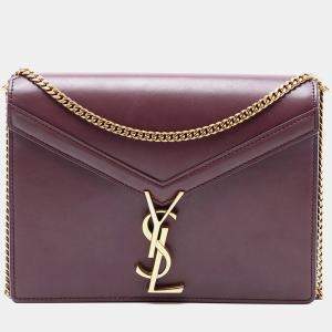 Pre Owned Saint Laurent Paris Red Smooth Calfskin Monogram Cassandra Clasp Bag