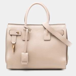 Pre Owned Saint Laurent Paris Brown Baby Leather Sac de Jour Satchel