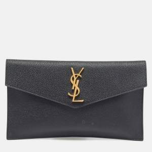 Pre Owned Saint Laurent Uptown Black Leather Pouch