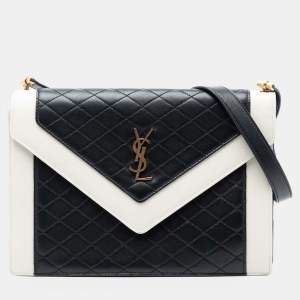مملوكة مسبقًا Saint Laurent Paris Black White Bicolor Quilted Lambskin Gaby Crossbody