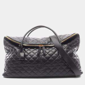 Pre Owned حقيبة بوسطن عملاقة إيف سان لوران جلد أسود