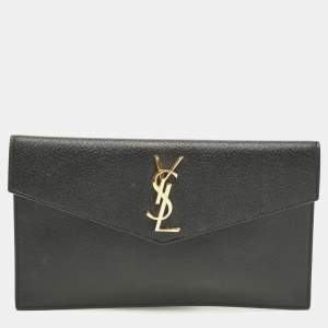 Pre Owned Saint Laurent Uptown Black Leather Pouch