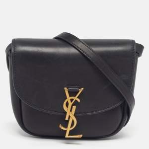 Pre Owned Saint Laurent Kaia Small Black Leather Shoulder Bag