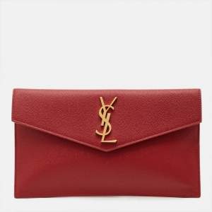 Pre Owned Saint Laurent Uptown Red Leather Pouch