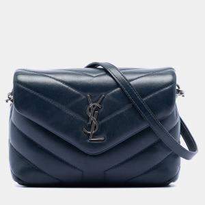 مملوكة مسبقًا Saint Laurent Paris Blue Toy Matelasse Calfskin Monogram LouLou Crossbody
