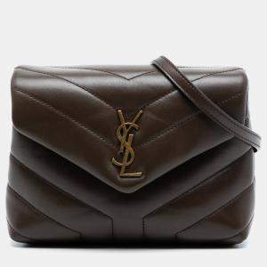 مملوكة مسبقًا Saint Laurent Paris Brown Toy Matelasse Calfskin Monogram LouLou Crossbody