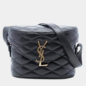 مملوكة مسبقًا Saint Laurent Paris Black Quilted Lambskin Monogram June Box Bag
