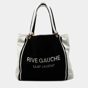 مملوكة مسبقًا Saint Laurent Paris Black Terry Cloth Rive Gauche Tote