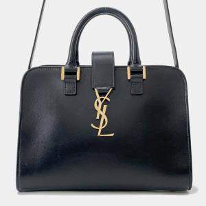 Pre Owned Saint Laurent Paris Baby Cabas 2Way Bag Black Leather