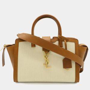 مملوكة مسبقًا Yves Saint Laurent Downtown Baby Handbag Beige And Brown Canvas
