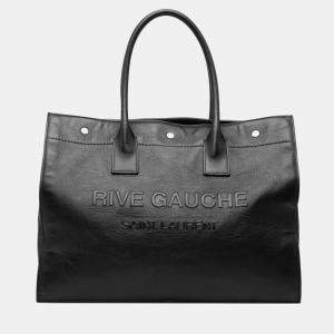 مملوكة مسبقًا Saint Laurent Rive Gauche Tote Bag Handbag Black Leather