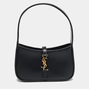 Pre Owned Saint Laurent LE 5 À 7 Mini Black Leather Shoulder Bag