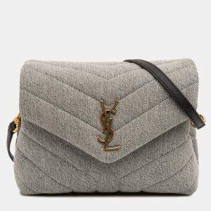 مملوكة مسبقًا Saint Laurent Paris Blue Toy Matelasse Denim Monogram LouLou Crossbody