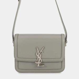 مملوكة مسبقًا Saint Laurent Paris Solferino Satchel Shoulder Bag Gray Leather Size Small