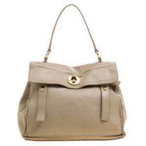 Pre Owned Yves Saint Laurent Beige Leather Medium Muse Two Satchel