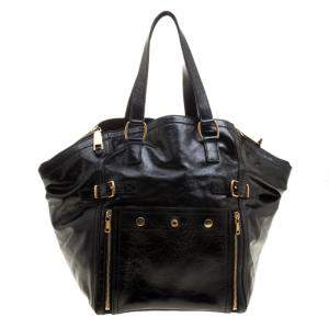 Pre Owned Yves Saint Laurent Black Patent Leather Medium Downtown Tote