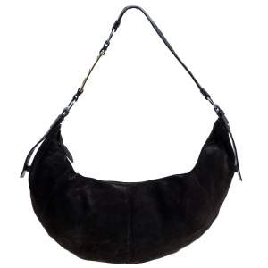 Pre Owned Yves Saint Laurent Brown Suede Hobo