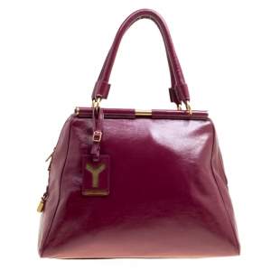 Yves Saint Laurent Burgundy Patent Leather Medium Majorelle Satchel