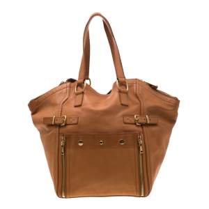 Pre Owned حقيبة يد سان لوران داونتاون كبيرة جلد لامعة سوداء