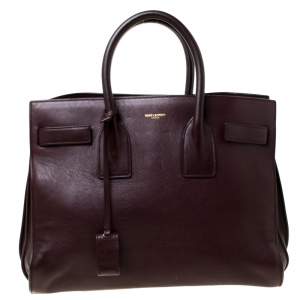 Pre Owned Saint Laurent Burgundy Leather Small Classic Sac De Jour Tote