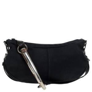 Yves Saint Laurent Black Canvas and Leather Mombasa Shoulder Bag