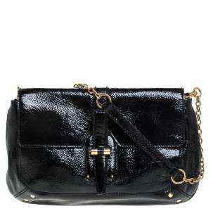 Yves Saint Laurent Black Patent Leather Emma Chain Shoulder Bag