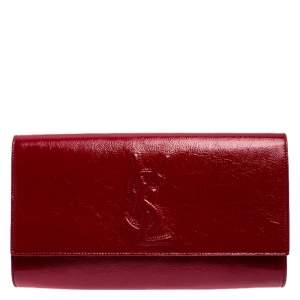 مملوكة مسبقًا Saint Laurent Paris Red Patent Leather Belle De Jour Flap Clutch