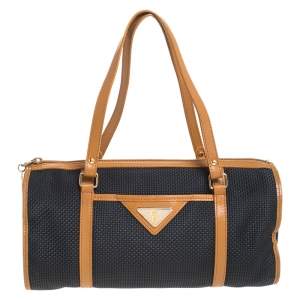 Saint Laurent Black/Brown Vinyl Vintage Boston Bag