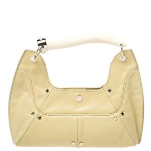 Pre Owned Yves Saint Laurent Light Yellow Leather Mombasa Hobo